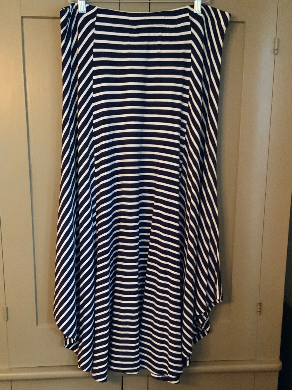 Chico's Navy & White Striped A-Line Maxi Skirt